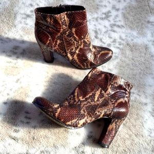 Sam Edelman Rust Python Snakeskin Ankle Boot Booties